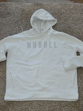 NOBULL White Crewneck Hoodie with Subtle Logo